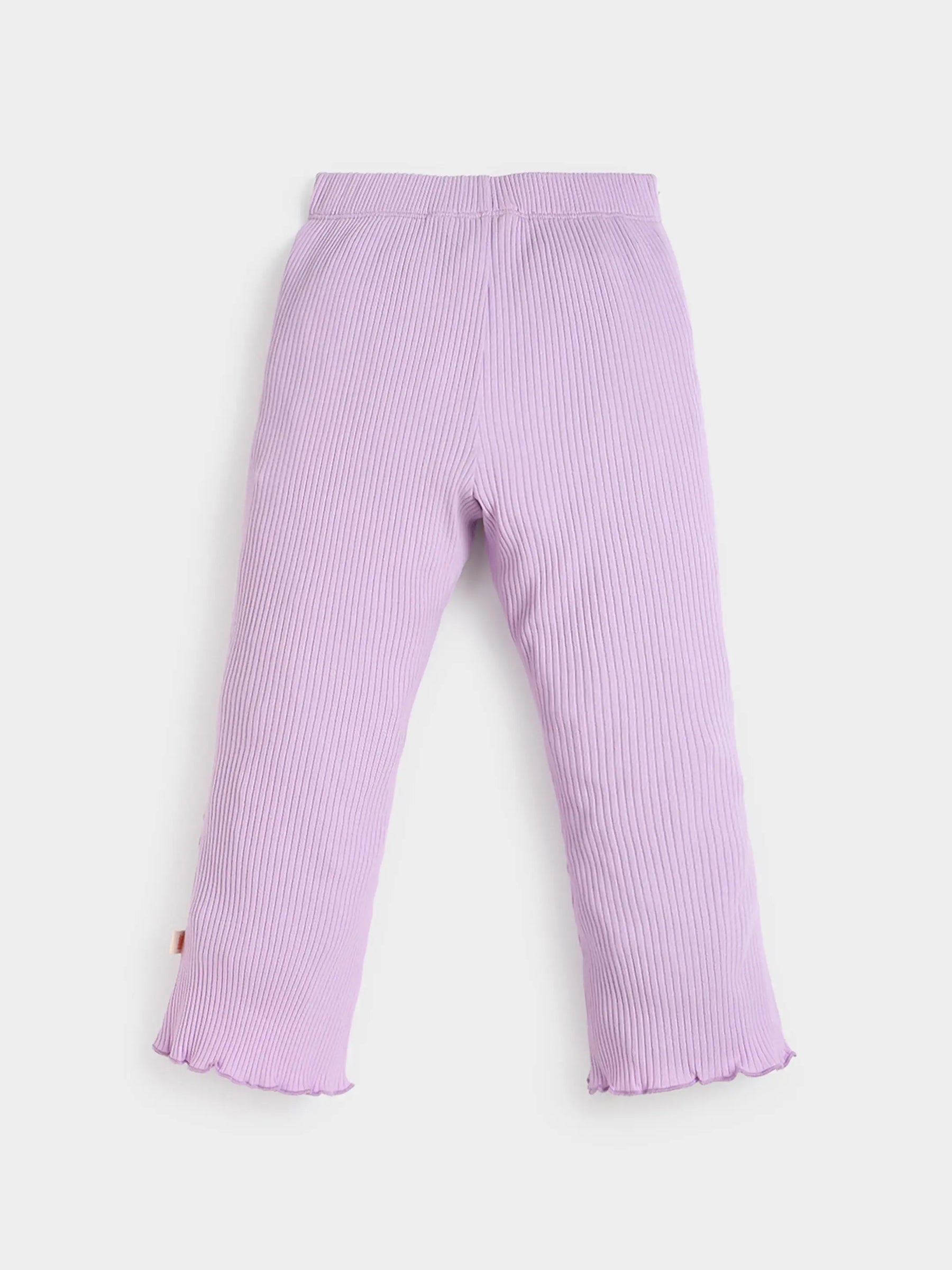 Purple Ribbed Flared Cotton Leggings