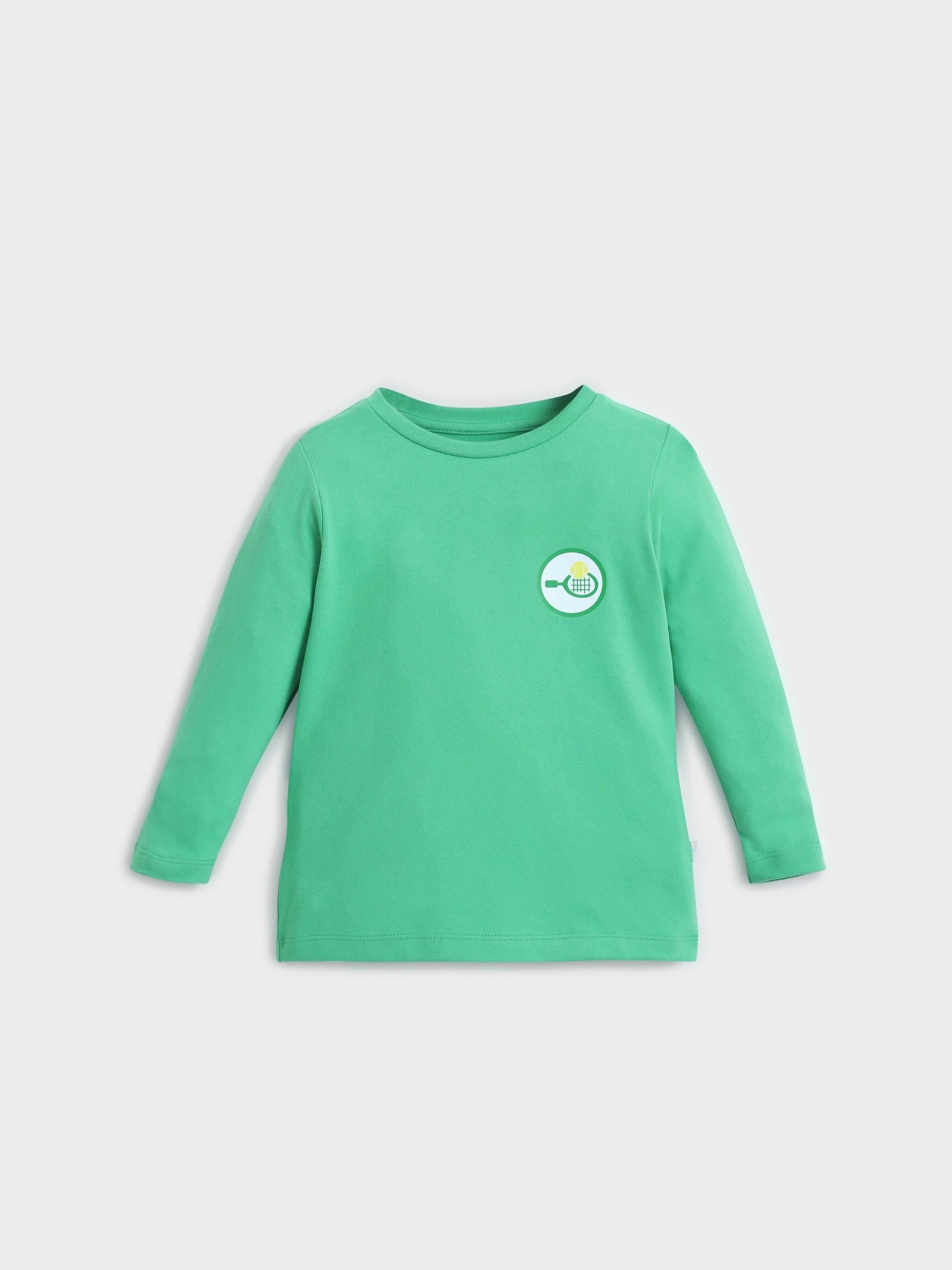Green Long Sleeve T-Shirt with Chest Badge
