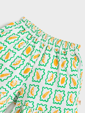 Mint Frill Collar Top & Printed Flared Shorts Co-ord Set