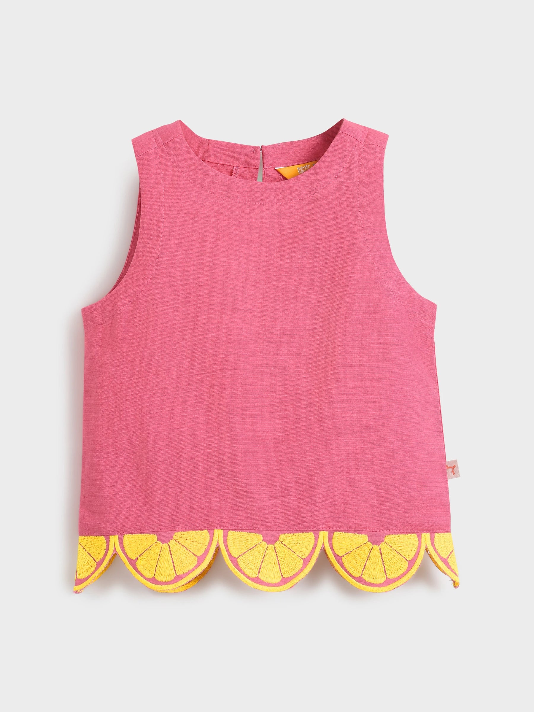Pink Citrus Scallop Hem Sleeveless Top