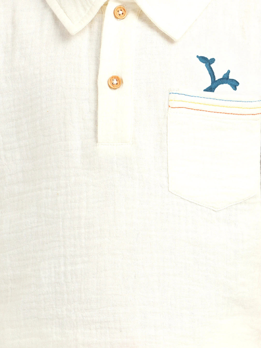 Cloudy Crinkled Cotton Shirt & Shorts Set