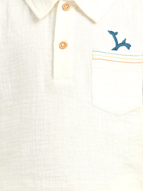 Cloudy Crinkled Cotton Shirt & Shorts Set