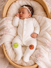 Ivory Sports Patch Footed Sleepsuit