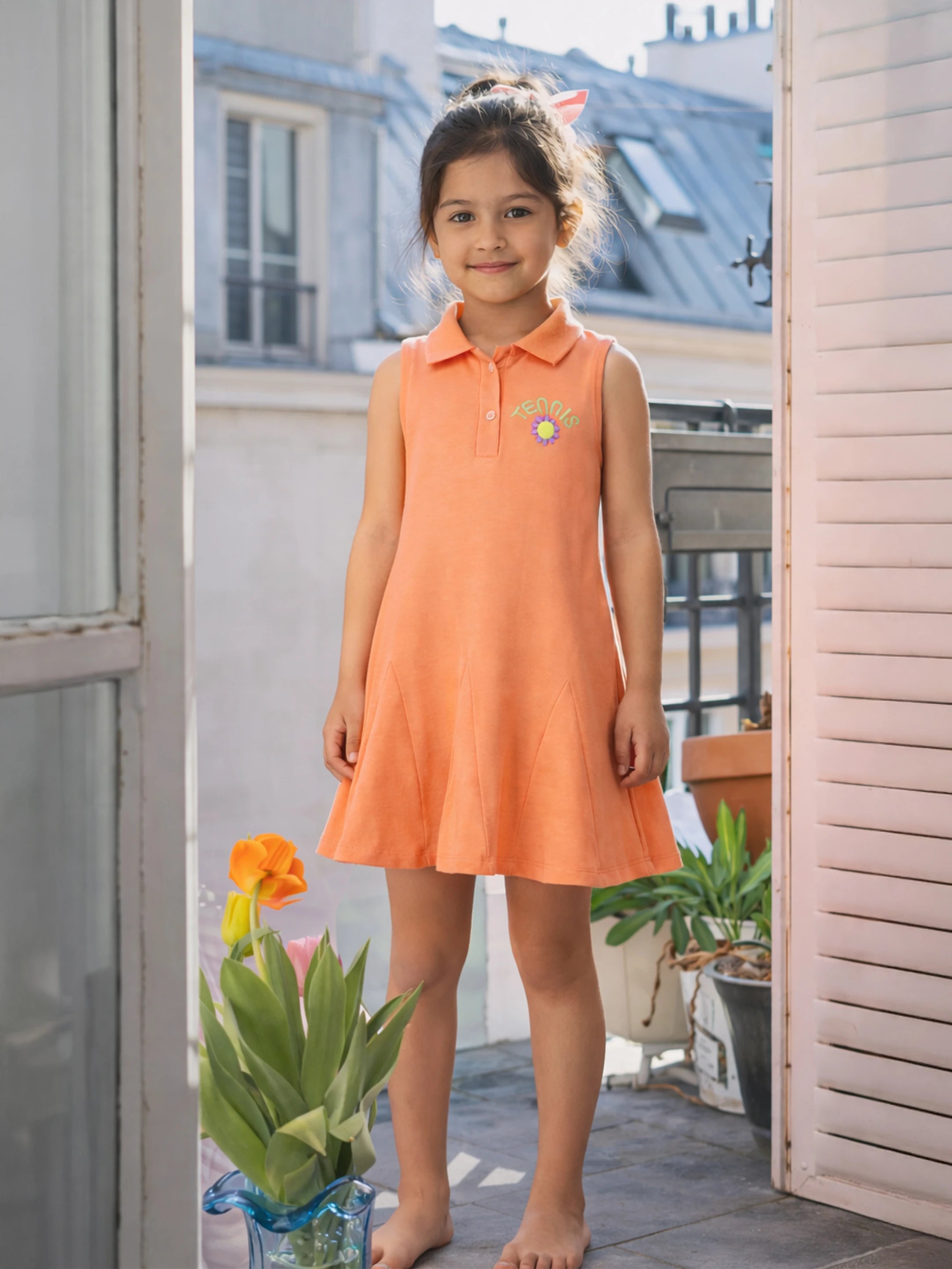 Peach Sleeveless Polo Dress