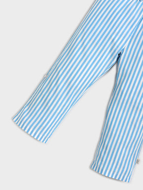 Blue Striped Shirt & Pyjama Set