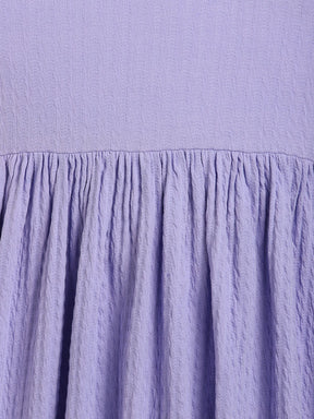 Lavender Textured Short Sleeve Dress