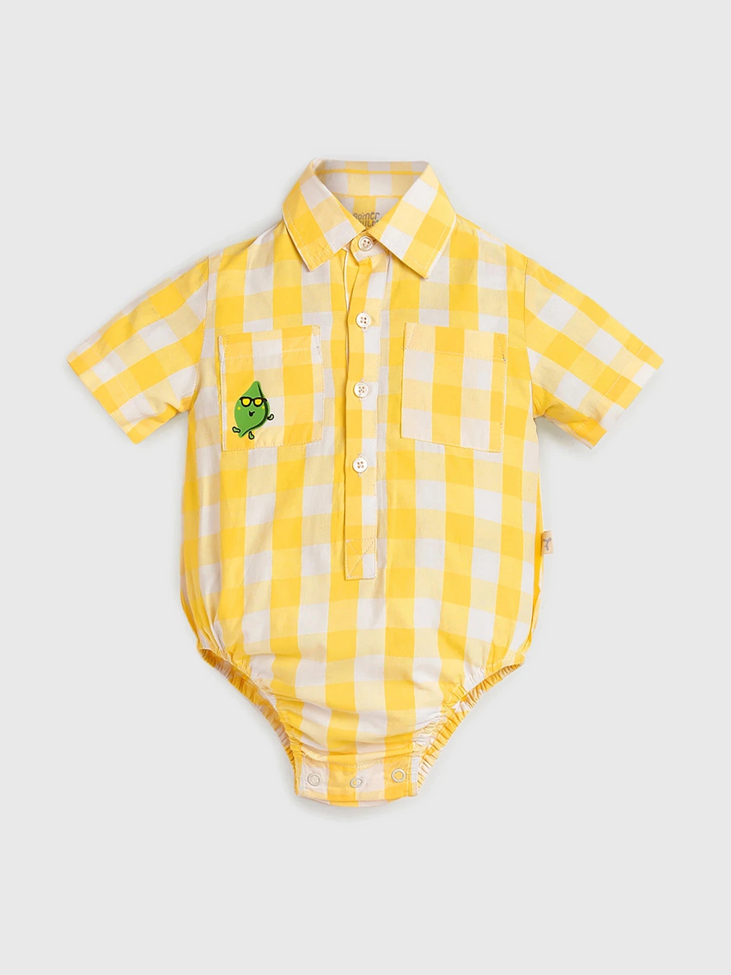 Yellow Gingham Shirt-Style Bodysuit