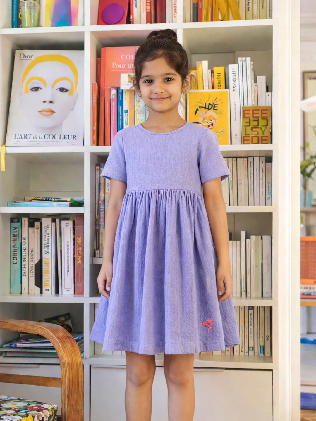 Lavender Textured Short Sleeve Dress