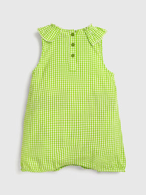 Minty Lemonade Gingham Cotton Romper