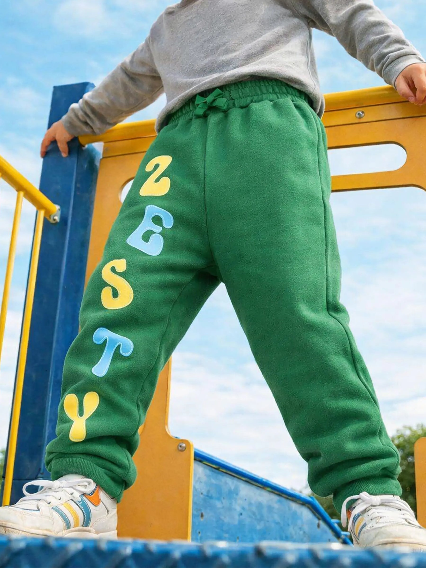 Boys Zesty Green Cotton Joggers