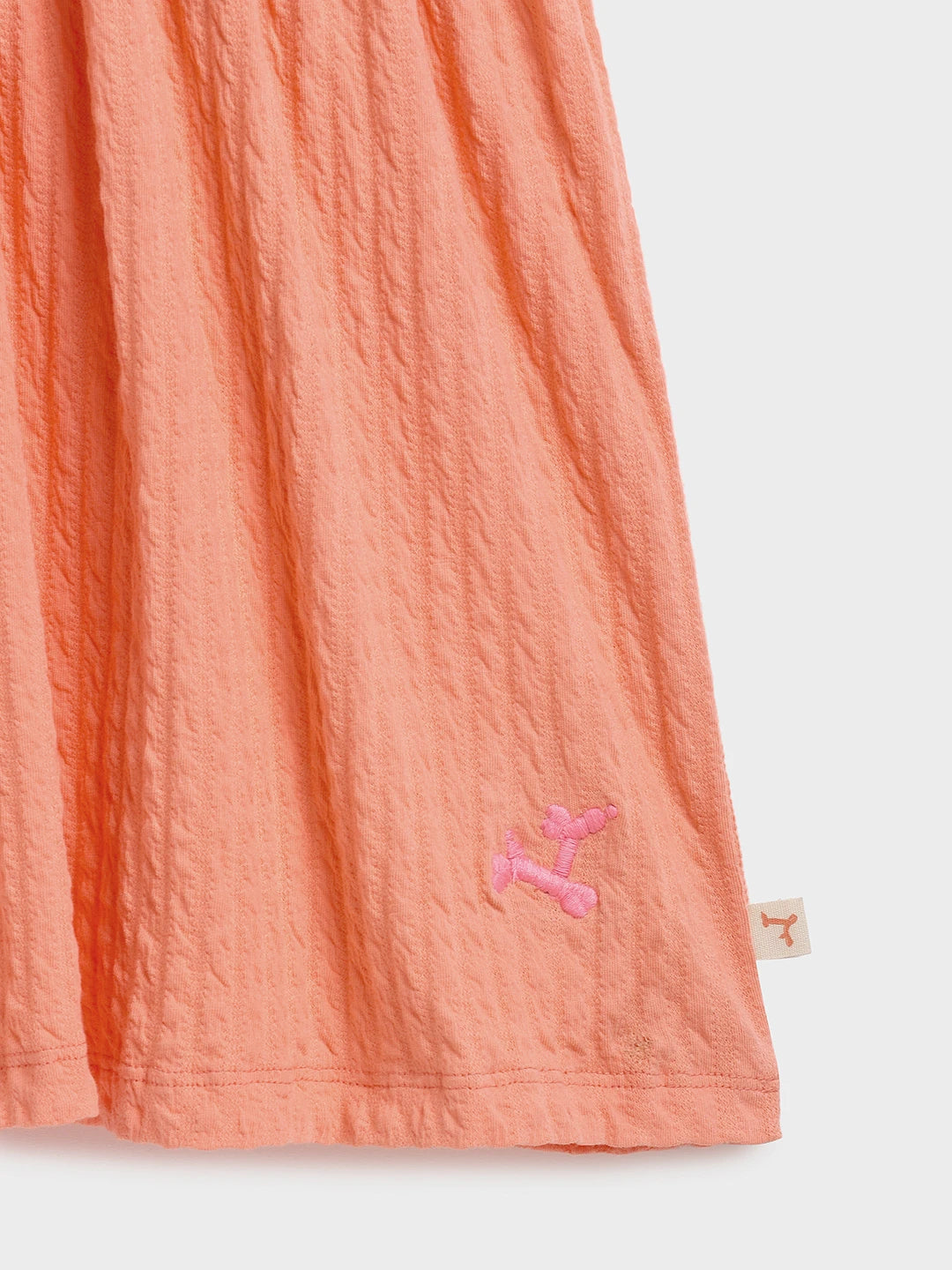 Peach Textured Short Sleeve Dress
