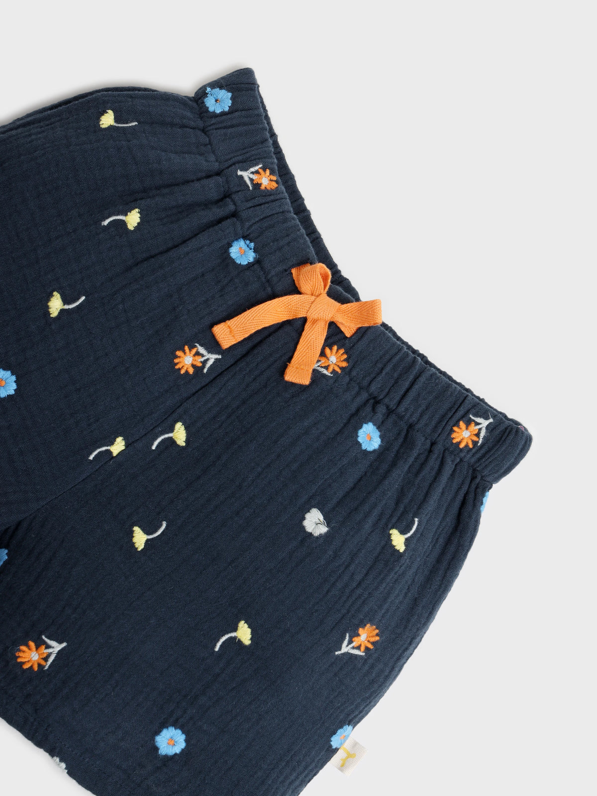 Blue Embroidered Top and Shorts Set