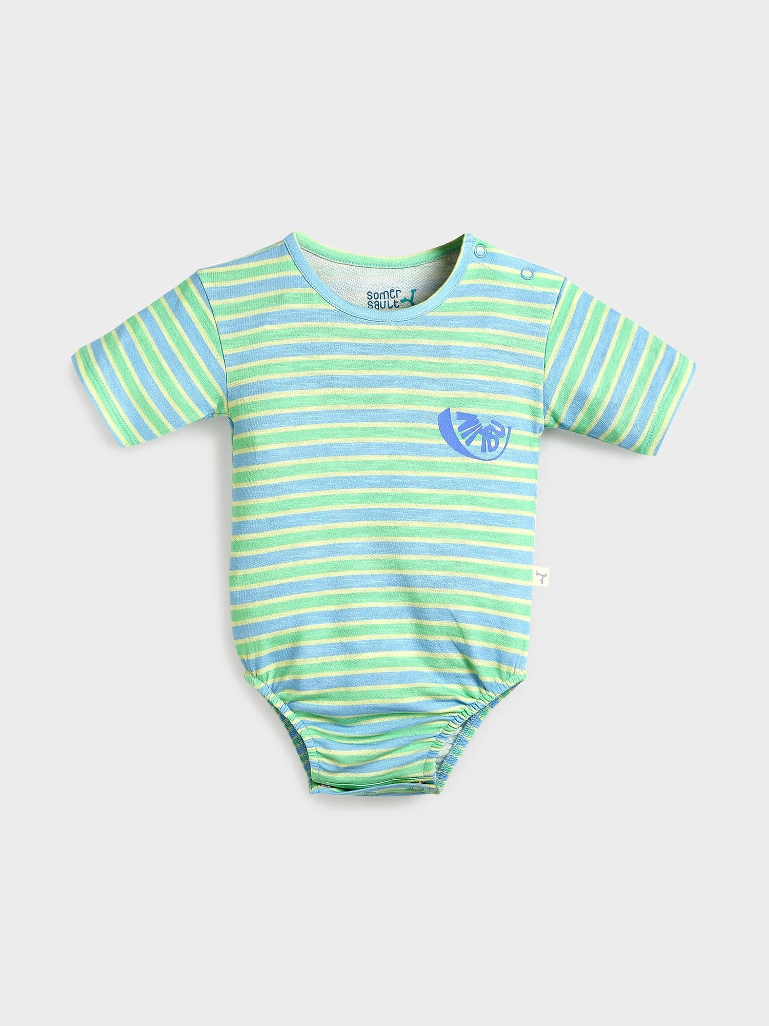Green & Blue Striped Baby Bodysuit