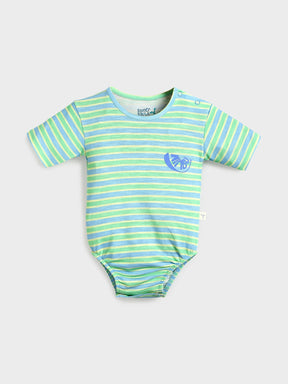 Green & Blue Striped Baby Bodysuit