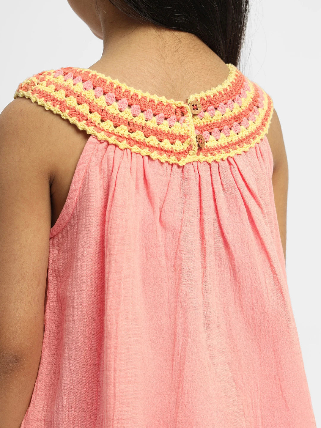 Coral Crocheted Cotton Top & Skirt Set