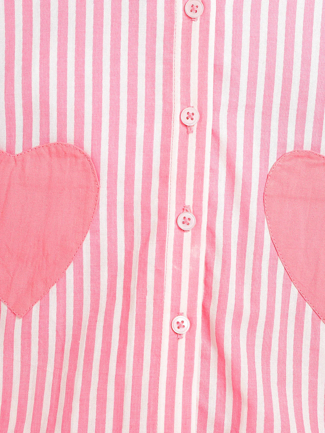 Pink Stripe Heart Print Shirt & Shorts Set