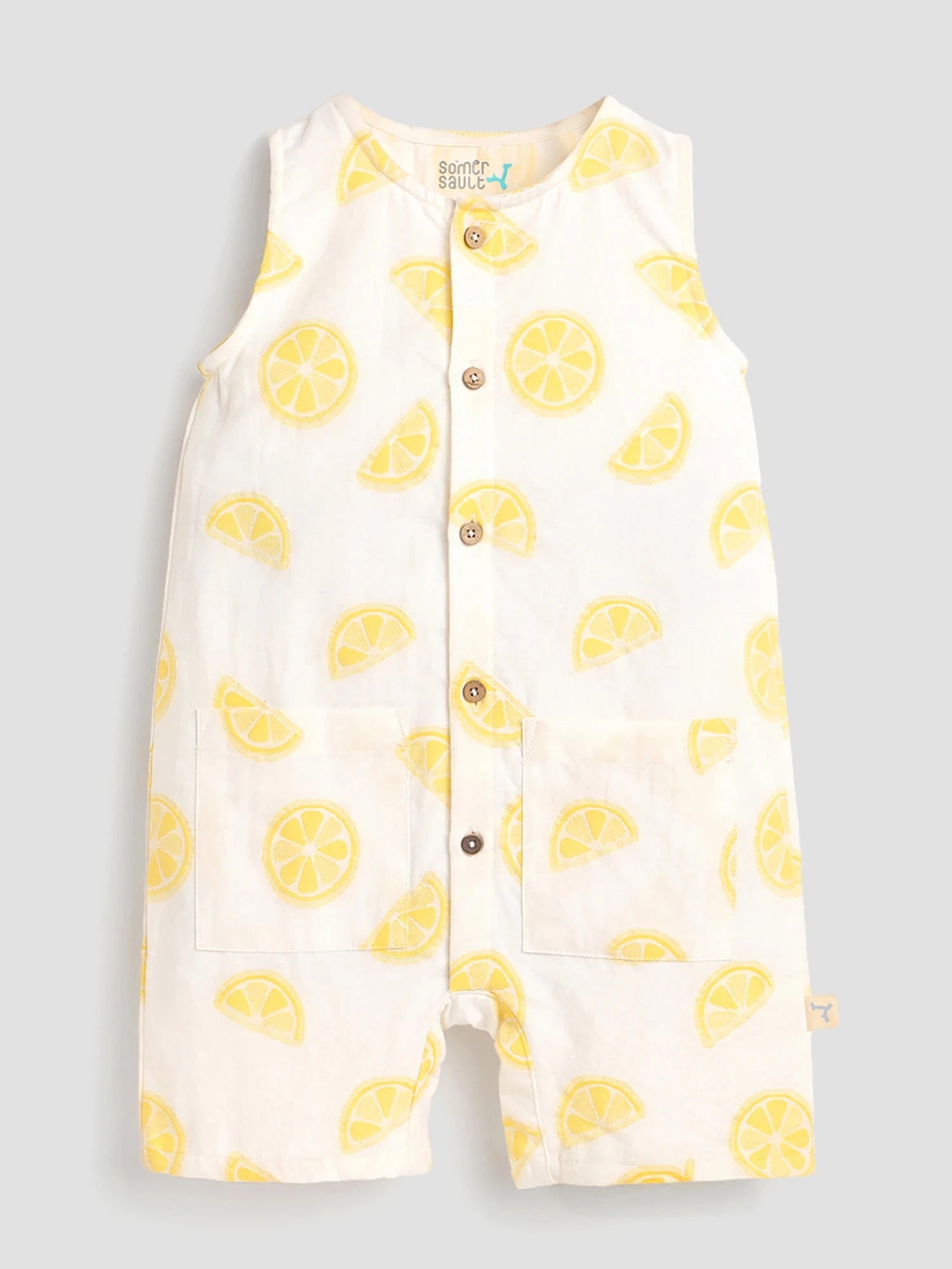 Lemon Print Sleeveless Baby Romper