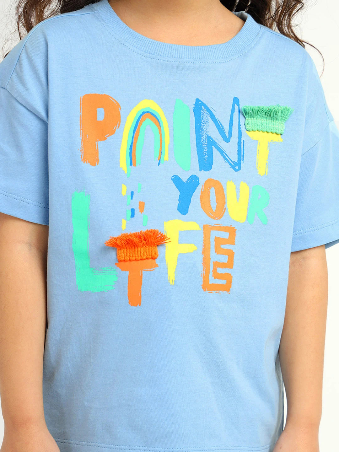Paint Your Life Graphic Cotton T-Shirt for Girls