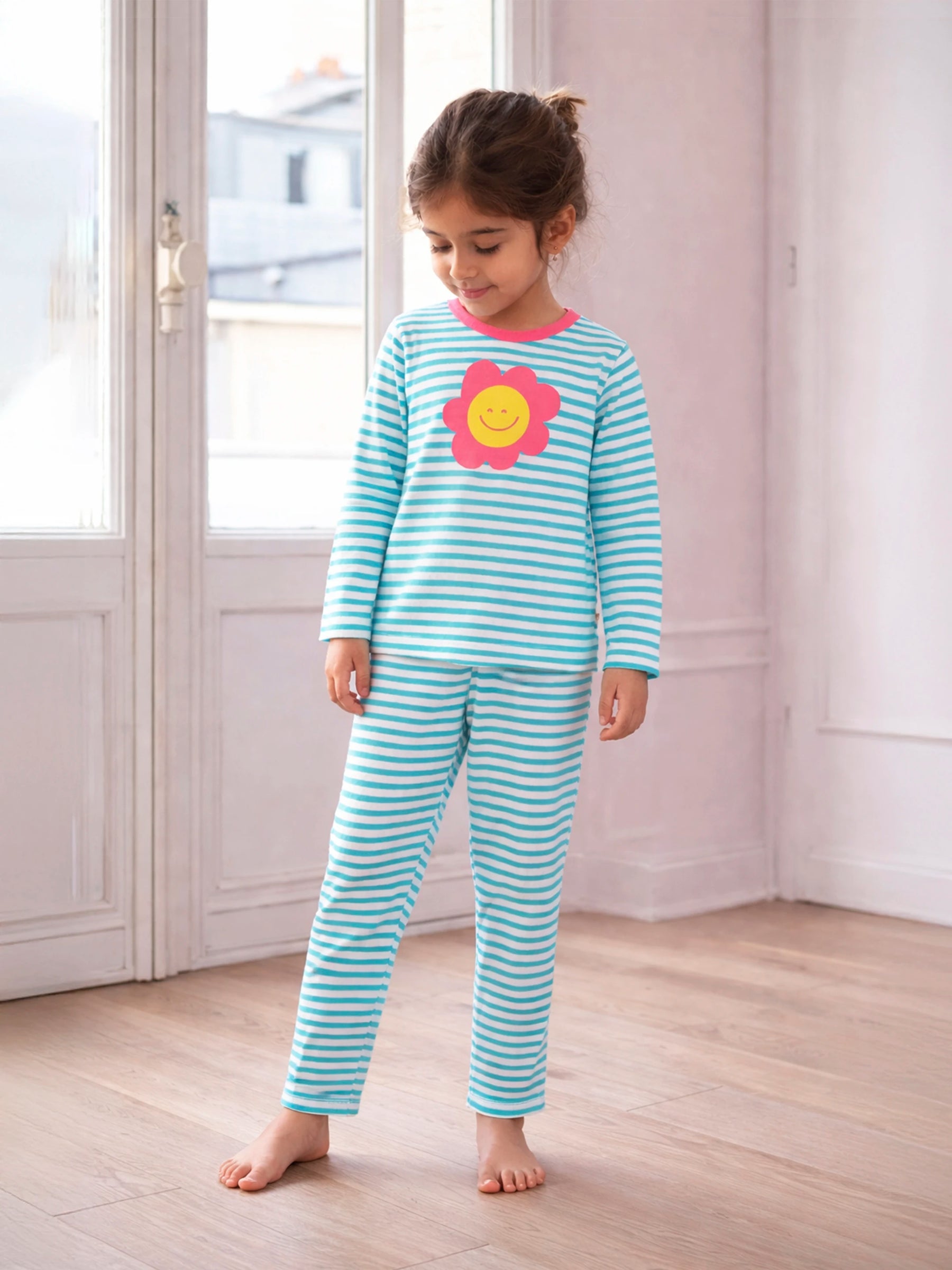 Striped Printed Night Suit Set