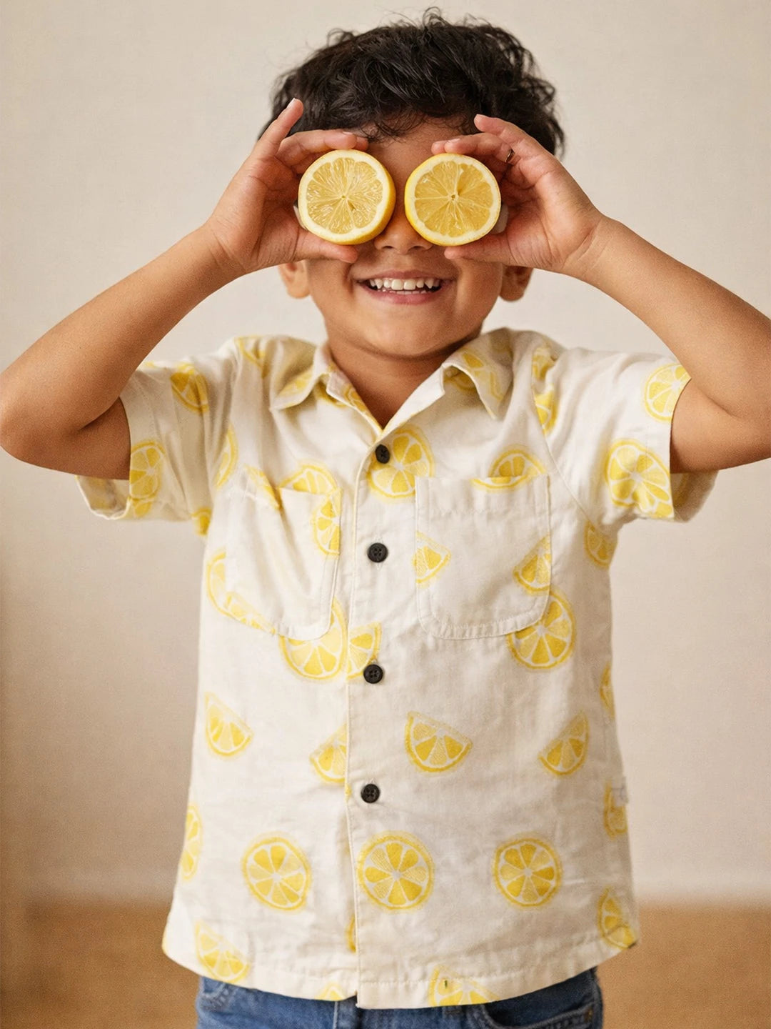 Lemon Print Short Sleeve Shirt