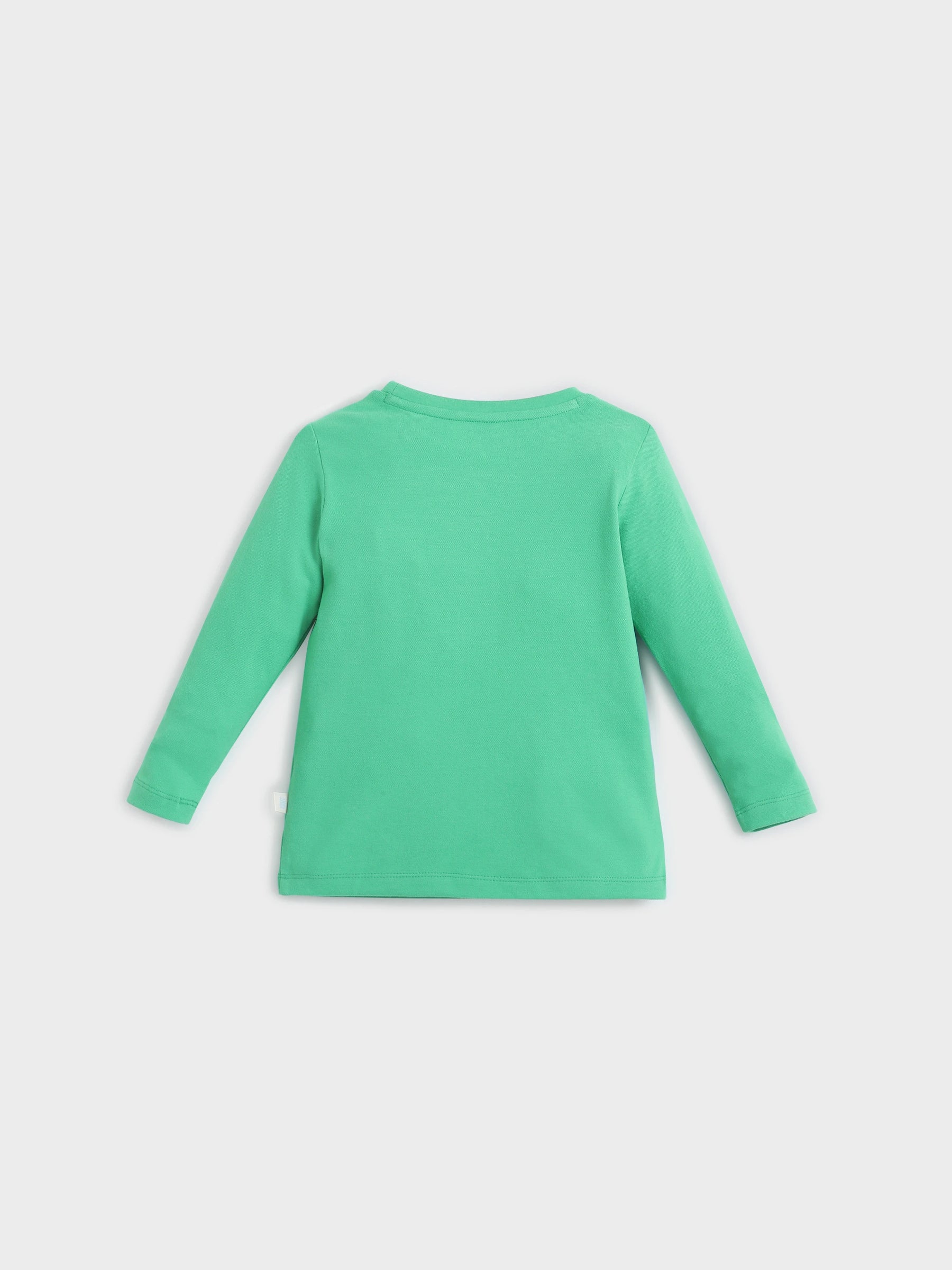 Green Long Sleeve T-Shirt with Chest Badge