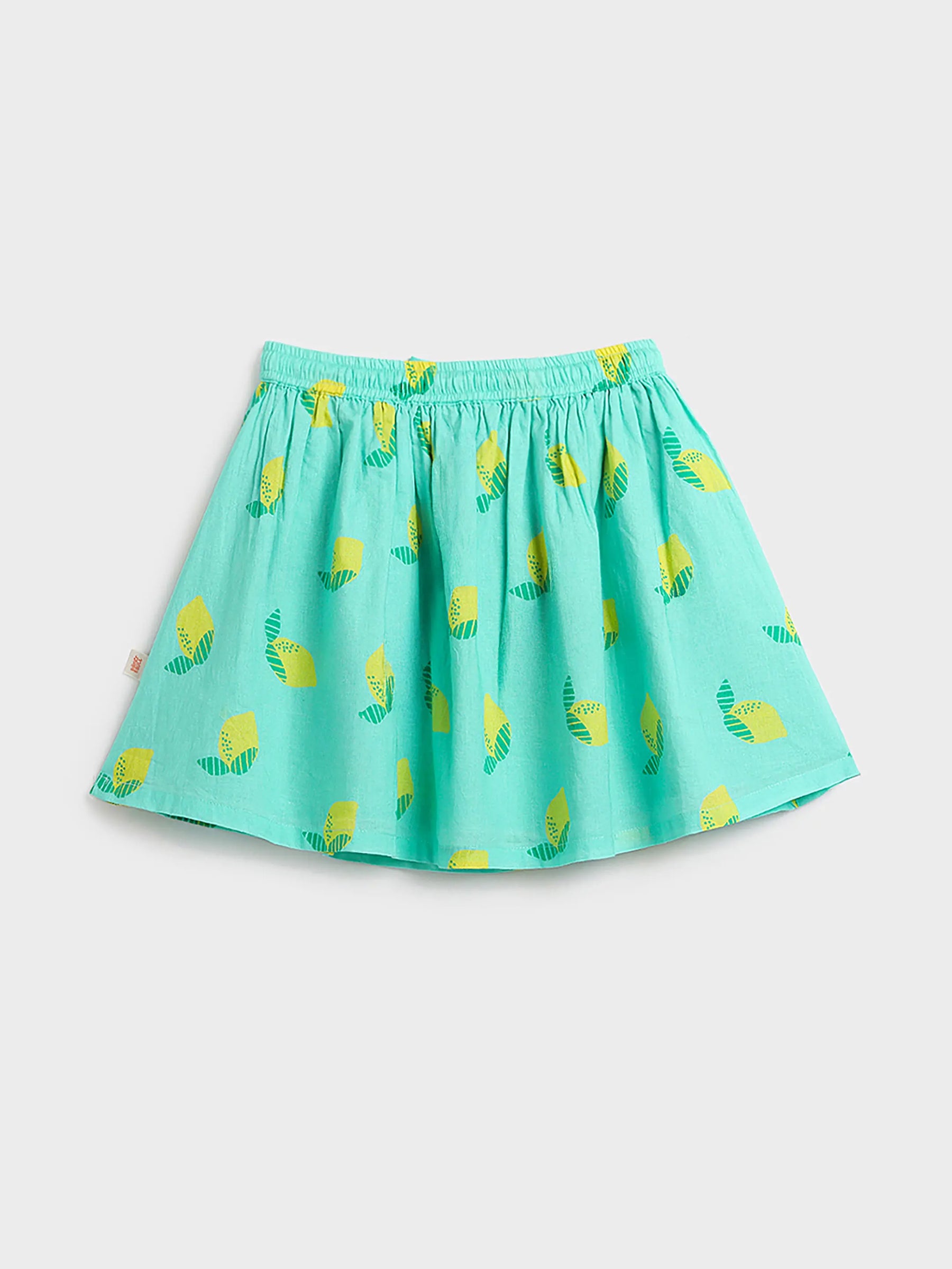 Aqua Pineapple Print Gathered Skirt for Girls