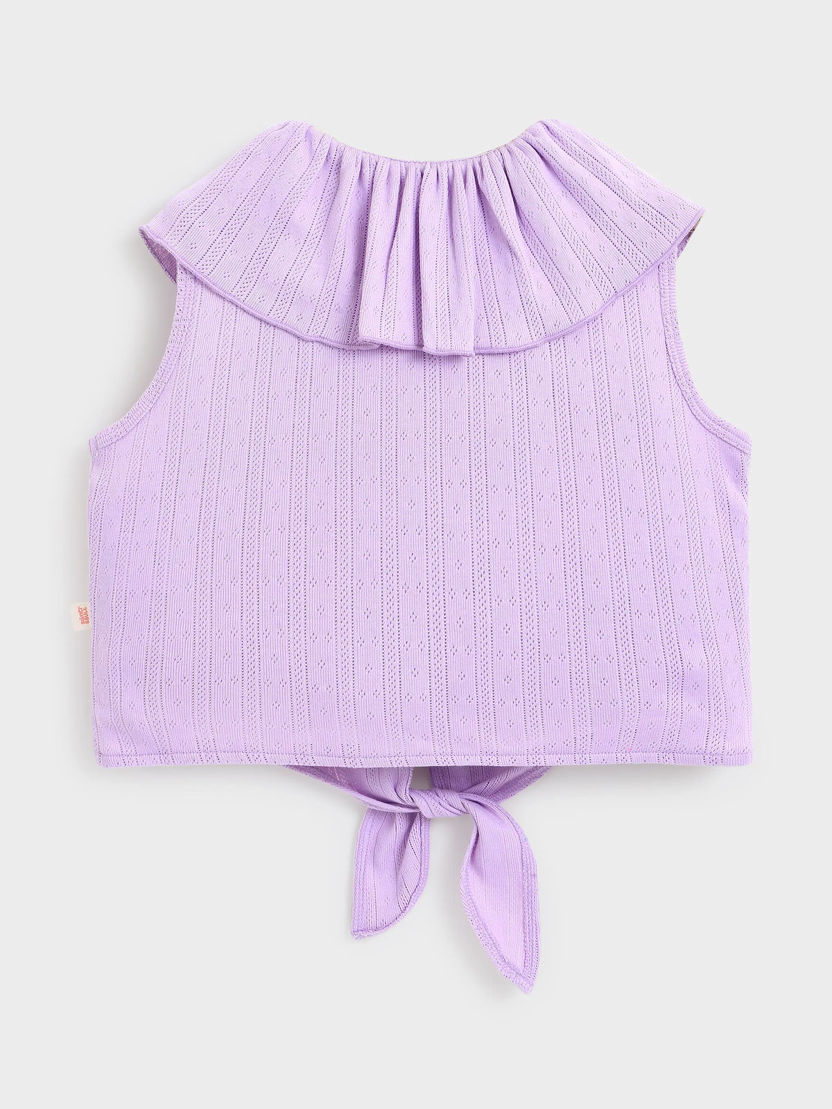 Lavender Ruffle Collar Tie-Up Top for Girls