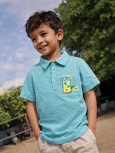 Aqua Blue Polo T-Shirt with Patch Pocket