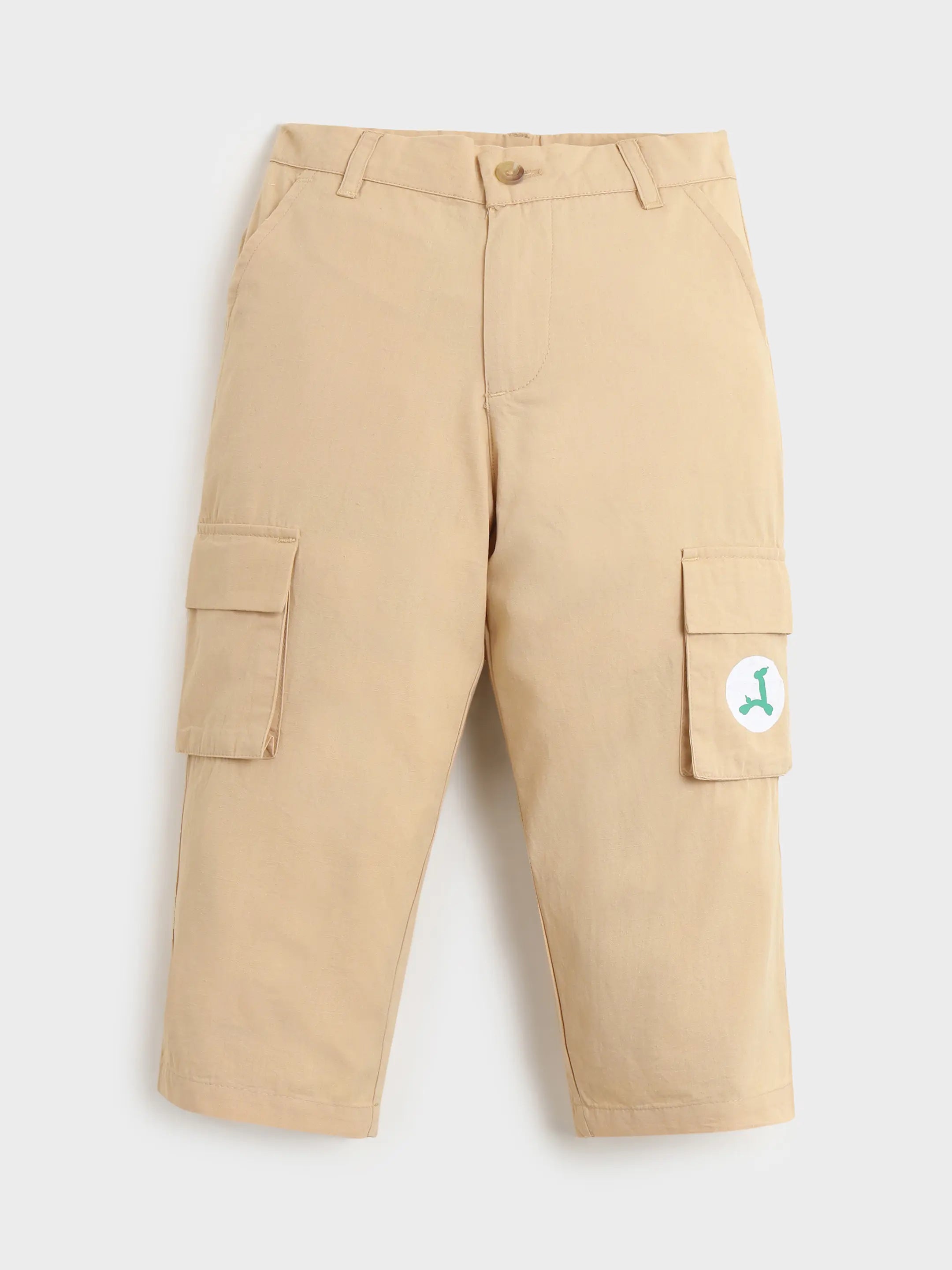 Beige Cotton Cargo Pants