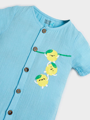 Blue Lemon Patch Baby Romper