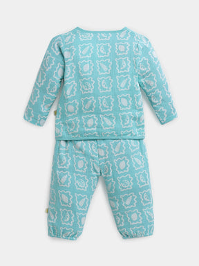 Soft Breeze Printed Jhabla Baby Girls Set
