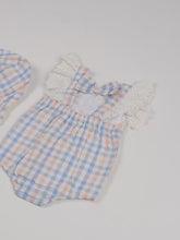Blueberry Orange Checks Bodysuit with Hat