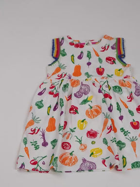 Playful Veggies Cotton A-Line Dress