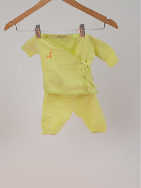 Yellow Wrap Around Cotton Jhabla Set