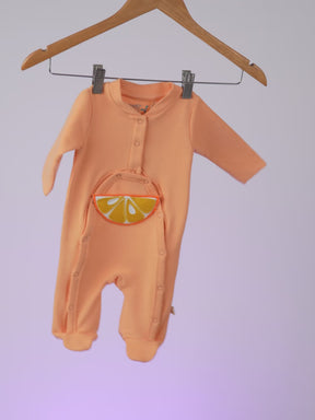 Fresh Orange Applique Baby Sleepsuit