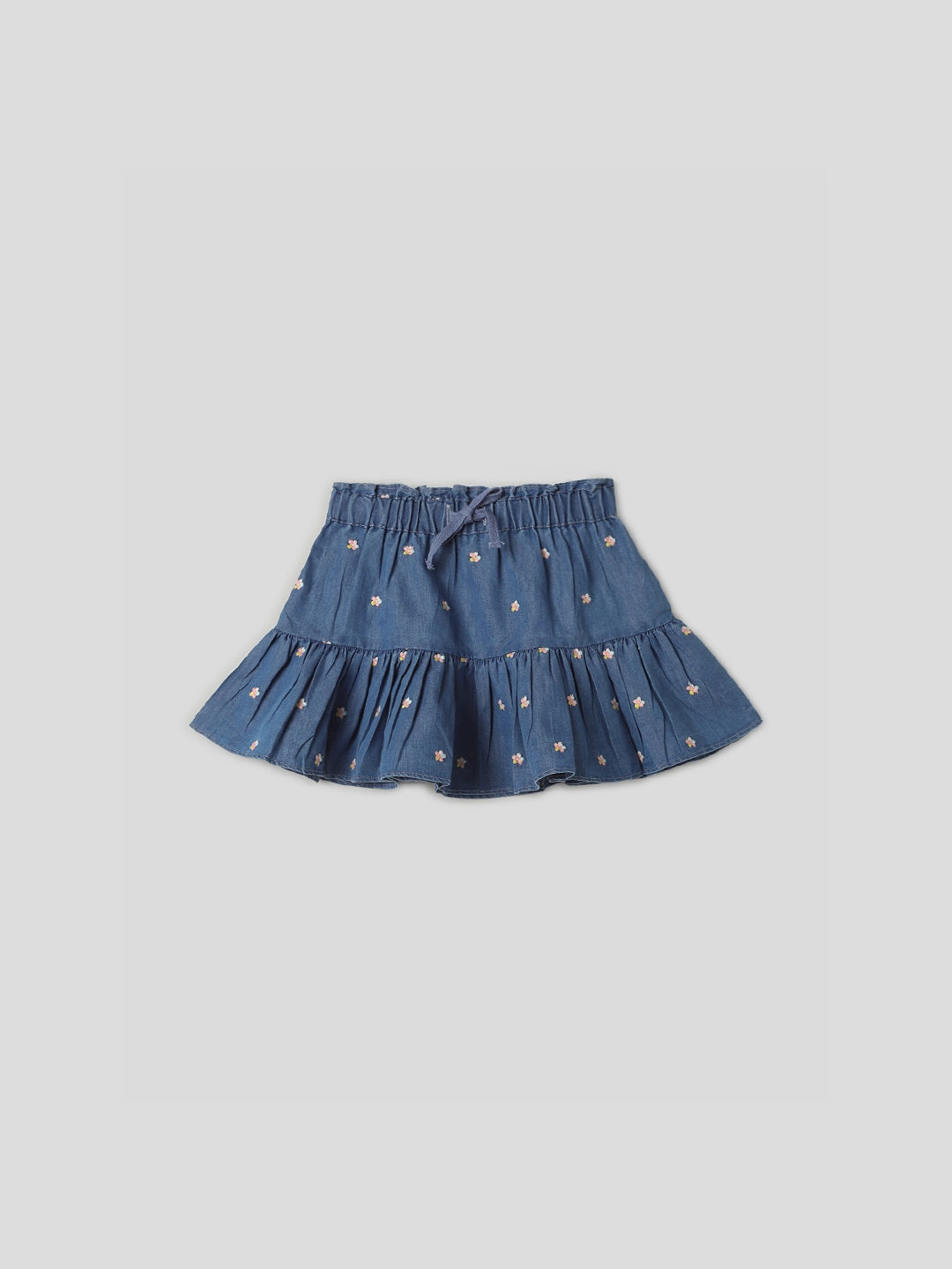 Denim Tier Flower Skirt Somersault