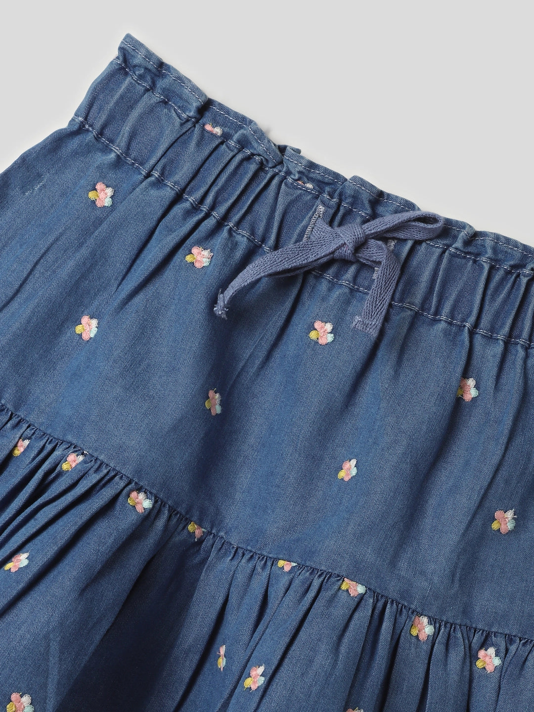 Denim Tier Flower Skirt Somersault