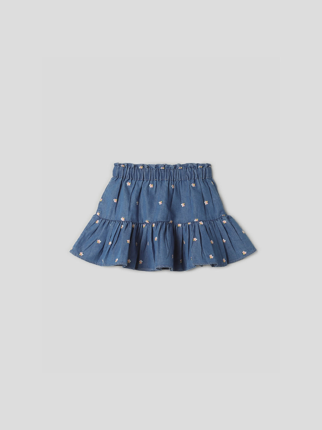Denim Tier Flower Skirt Somersault