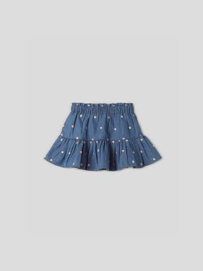 Denim Tier Flower Skirt Somersault